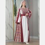 White dress with burgundy embroidery