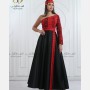 Red and black embroidered dress