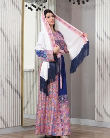 ثوب ازرق وزهري
